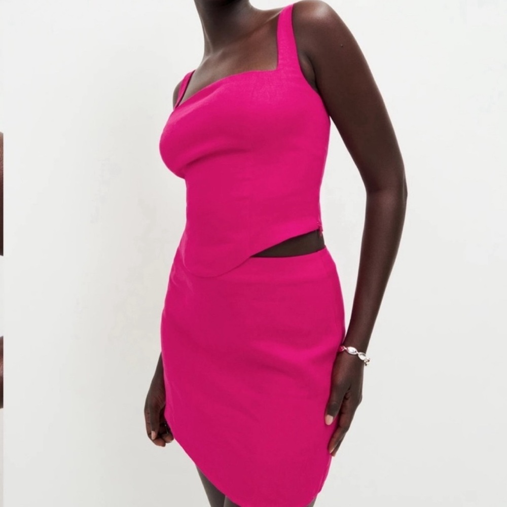 Reformation Vancouver Linen Corset Top - Corvette Hot Pink - Size 0